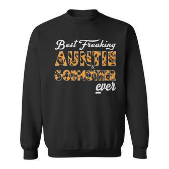Best Freaking Auntie And Godmother Ever Xmas V2 Men Women Sweatshirt Graphic Print Unisex - Thegiftio