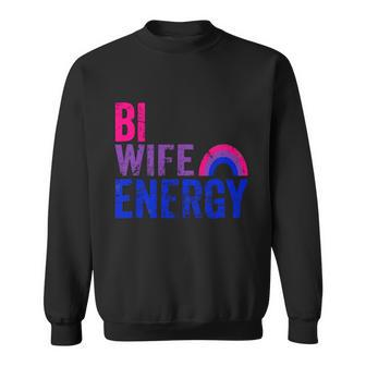 Bi Wife Energy Lgbtq Support Lgbt Bisexual Flag Vintage V2 Sweatshirt - Monsterry
