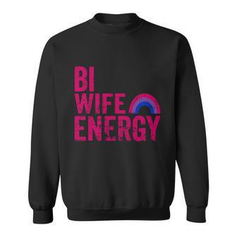 Bi Wife Energy Lgbtq Support Lgbt Bisexual Flag Vintage V3 Sweatshirt - Monsterry