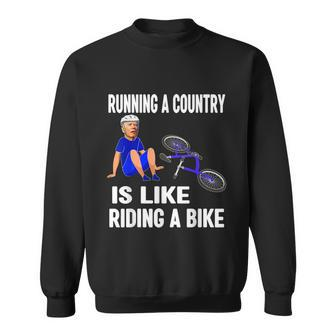 Biden Falls Off Bike Joe Biden Falling Off His Bicycle Funny  V2 Sweatshirt