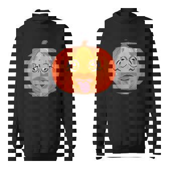 Big-Eyed Pumpkin Pucks His Tongue Halloween Costume Men Women Sweatshirt Graphic Print Unisex - Thegiftio