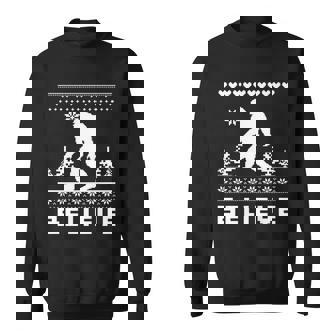 Bigfoot Believe Ugly Christmas Sweater Sasquatch Sweatshirt - Thegiftio
