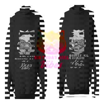 Birthday Girl Vibes Colorful Funny Cat Kitty Leopard Eyes Girls Sweatshirt - Monsterry