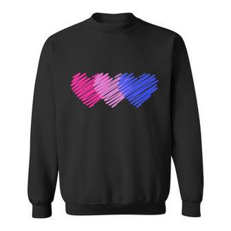 Bisexual Flag Hearts Love Lgbt Bi Pride Sweatshirt - Monsterry UK