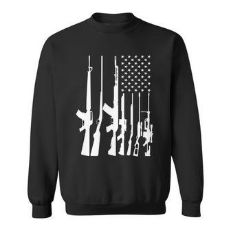 Black Gun American Flag - Rifle Weapon Firearm 2Nd Amendment Sweatshirt - Monsterry CA