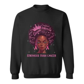 Black Women Queen Stronger Than Breast Cancer Pink Ribbon Sweatshirt - Monsterry AU