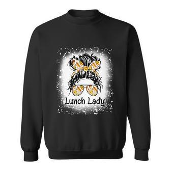 Bleached Lunch Lady Messy Hair Woman Bun Lunch Lady Life Gift V2 Sweatshirt - Monsterry