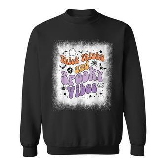 Bleached Thick Thighs And Spooky Vibes Boo Ghost Halloween Sweatshirt - Seseable