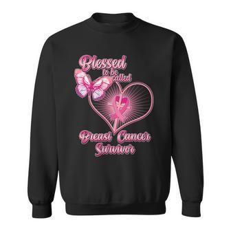 Blessed To Be Called Breast Cancer Survivor Pink Ribbon Cross Sweatshirt - Monsterry