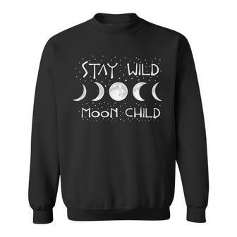 Boho Hippie Wiccan Wicca Moon Phases Stay Wild Moon Child Sweatshirt - Seseable
