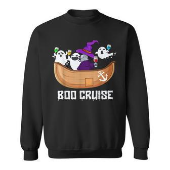 Boo Cruise Ghost Witch Wine Drinking Halloween Party Sweatshirt | Seseable UK
