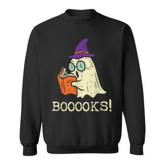 Books Ghost Boo Funny Reading Halloween Teacher Librarian Sweatshirt - Seseable