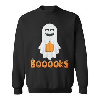 Booooks Funny Ghost Reading Books Halloween Pumpkin Alphabet Sweatshirt - Thegiftio UK