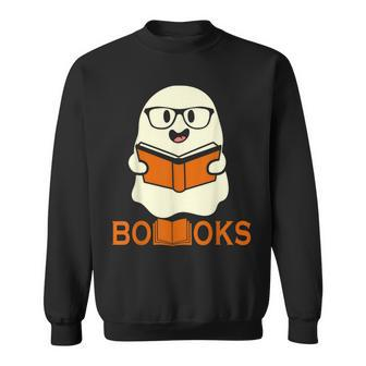 Booooks Ghost Boo Read Books Library Teacher Halloween Cute V3 Sweatshirt - Thegiftio UK