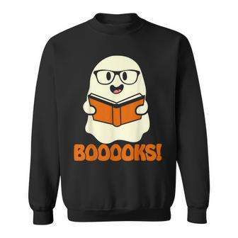 Booooks Ghost Boo Read Books Library Teacher Halloween Cute  V4 Sweatshirt