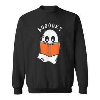 Booooks Ghost Books Halloween Teacher Funny Teacher Sweatshirt - Thegiftio