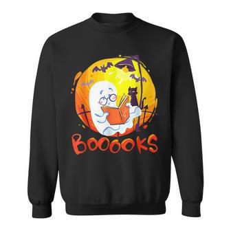 Booooks Ghost Funny Halloween Teacher Book Library Reading Sweatshirt - Thegiftio