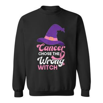 Breast Cancer Awareness Halloween Costume Pink Ribbon Witch Sweatshirt - Seseable