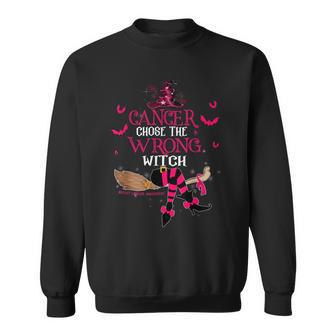 Breast Cancer Chose The Wrong Witch Breast Cancer Halloween Sweatshirt - Seseable