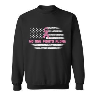 Breast Cancer Flag No One Fights Alone Tshirt Sweatshirt - Monsterry DE