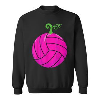 Breast Cancer Pink Volleyball Awareness Pumpkin Halloween Men Women Sweatshirt Graphic Print Unisex - Thegiftio UK