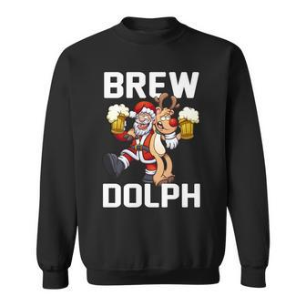 Brew Dolph Red Nose Reindeer Graphic Design Printed Casual Daily Basic Sweatshirt - Thegiftio UK