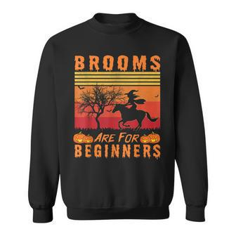 Brooms Are For Beginners Horse Witch Halloween Womens Girls Sweatshirt - Seseable