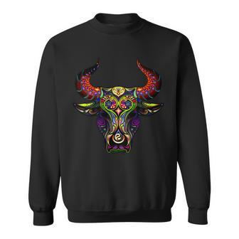 Bull Silhouette Head And Horns Sweatshirt - Monsterry