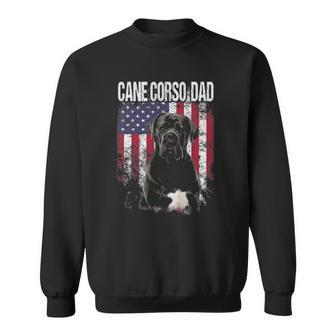 Cane Corso Dad With Proud American Flag Dog Lover Gifts Men Women Sweatshirt Graphic Print Unisex - Thegiftio UK