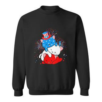 Cat Lovers American Flag 4Th Of July Funny Sweatshirt - Monsterry UK