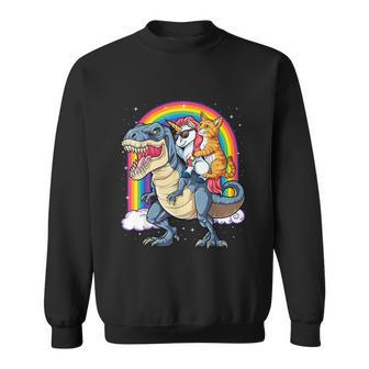 Cat Unicorn Riding Dinosaur T Rex Kitten Lover Space Galaxy Sweatshirt - Thegiftio UK