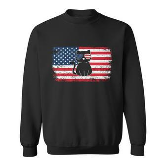 Cat Usa Flag Graphic 4Th Of July Plus Size Sweatshirt - Monsterry AU