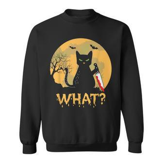 Cat What Murderous Black Cat With Knife Halloween Costume V5 Sweatshirt - Seseable