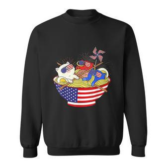 Cats Ramen Anime American Flag Funny 4Th Of July Cat Lovers Sweatshirt - Monsterry DE