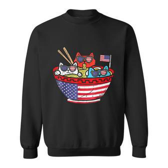 Cats Ramen Anime American Flag Usa Funny 4Th Of July Fourth Sweatshirt - Monsterry CA
