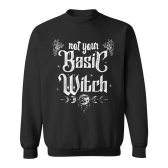 Celestial Witch Crescent Halloween Basic Witch Crystal Wicca Sweatshirt - Seseable