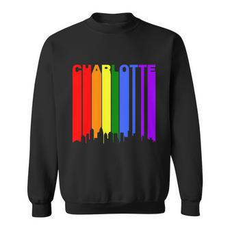 Charlotte North Carolina Lgbtq Gay Pride Rainbow Skyline Sweatshirt - Thegiftio UK