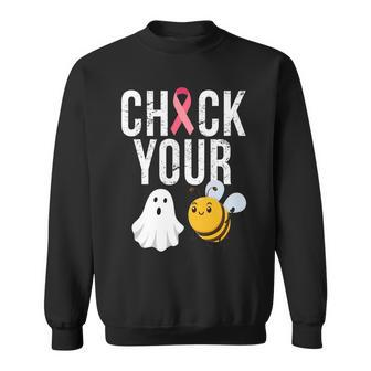 Check Your Boo Bees Breast Cancer Halloween Sweatshirt - Monsterry DE