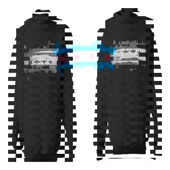 Chicago City Flag Skyline Men Women Sweatshirt Graphic Print Unisex - Thegiftio