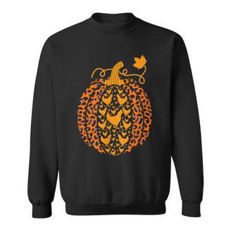 Chicken Pumpkin Leopard Print Halloween Costume Fall Autumn Sweatshirt - Seseable