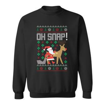 Christmas Oh Snap Santa With Reindeer Ugly Christmas Sweater Graphic Design Printed Casual Daily Basic Sweatshirt - Thegiftio UK