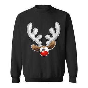 Christmas Red Nose Reindeer Face Graphic Design Printed Casual Daily Basic Sweatshirt - Thegiftio UK