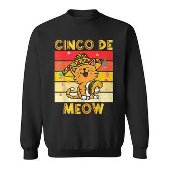 Cinco De Meow Cat Sombrero Cinco De Mayo Mexican Fiesta Men Women Sweatshirt Graphic Print Unisex - Thegiftio UK