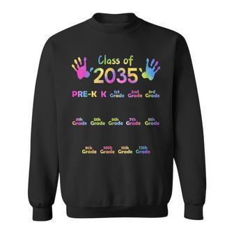Class Of 2035 Grow With Me Handprint Pre-K 12Th Grade Men Women Sweatshirt Graphic Print Unisex - Thegiftio UK