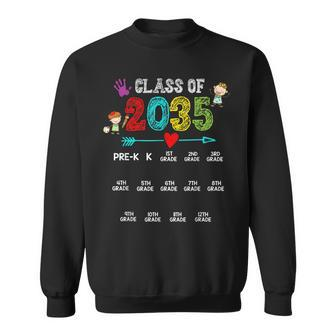 Class Of 2035 Grow With Me Handprint Pre-K 12Th Grade Men Women Sweatshirt Graphic Print Unisex - Thegiftio UK