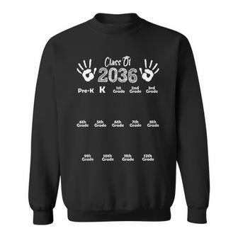 Class Of 2036 Grow With Me Handprint Pre-K 12Th Grade Men Women Sweatshirt Graphic Print Unisex - Thegiftio UK