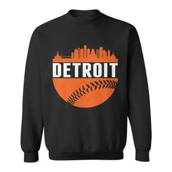 Classic Detroit Skyline Baseball Graphic Design Printed Casual Daily Basic Sweatshirt - Thegiftio UK