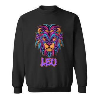 Colorful Abstract Lion Leo Zodiac Sweatshirt - Monsterry