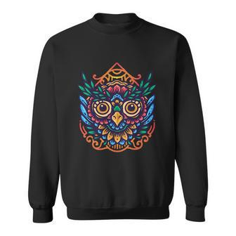 Colorful Floral Mandala Owl Sweatshirt - Monsterry