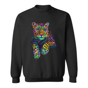 Colorful Neon Leopard Jaguar Portrait Tshirt Sweatshirt - Monsterry DE